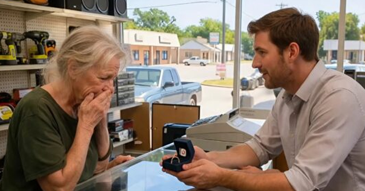 The elderly woman placed her wedding ring on the glass counter with hands trembling so badly that it felt as if she were laying down the last piece of her life she still had left. The entire pawn shop fell silent as she quietly asked to trade it for money to pay for her seriously ill son’s treatment, and the eyes around her slowly dropped with sympathy. But just a few seconds later, the shop assistant behind the counter did something that changed the entire mood of the room at once.
