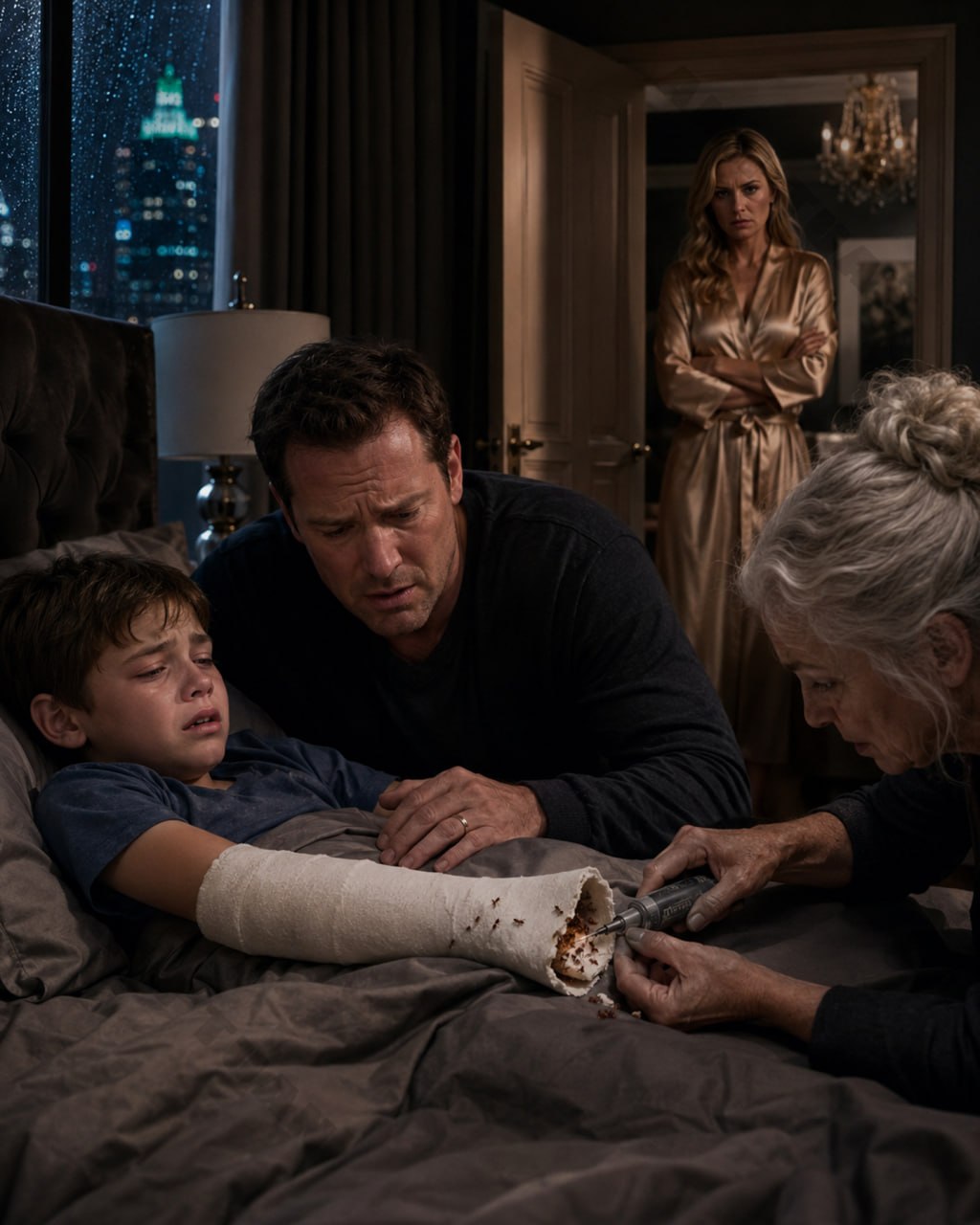 The moment his little son whispered, “Please make them take this arm away,” he knew the cast was hiding more than a broken bone. No one understood why it terrified the boy so much. But when the babysitter accidentally tore the edge of the cast, the clue inside exposed what his wife had been trying to hide all along.