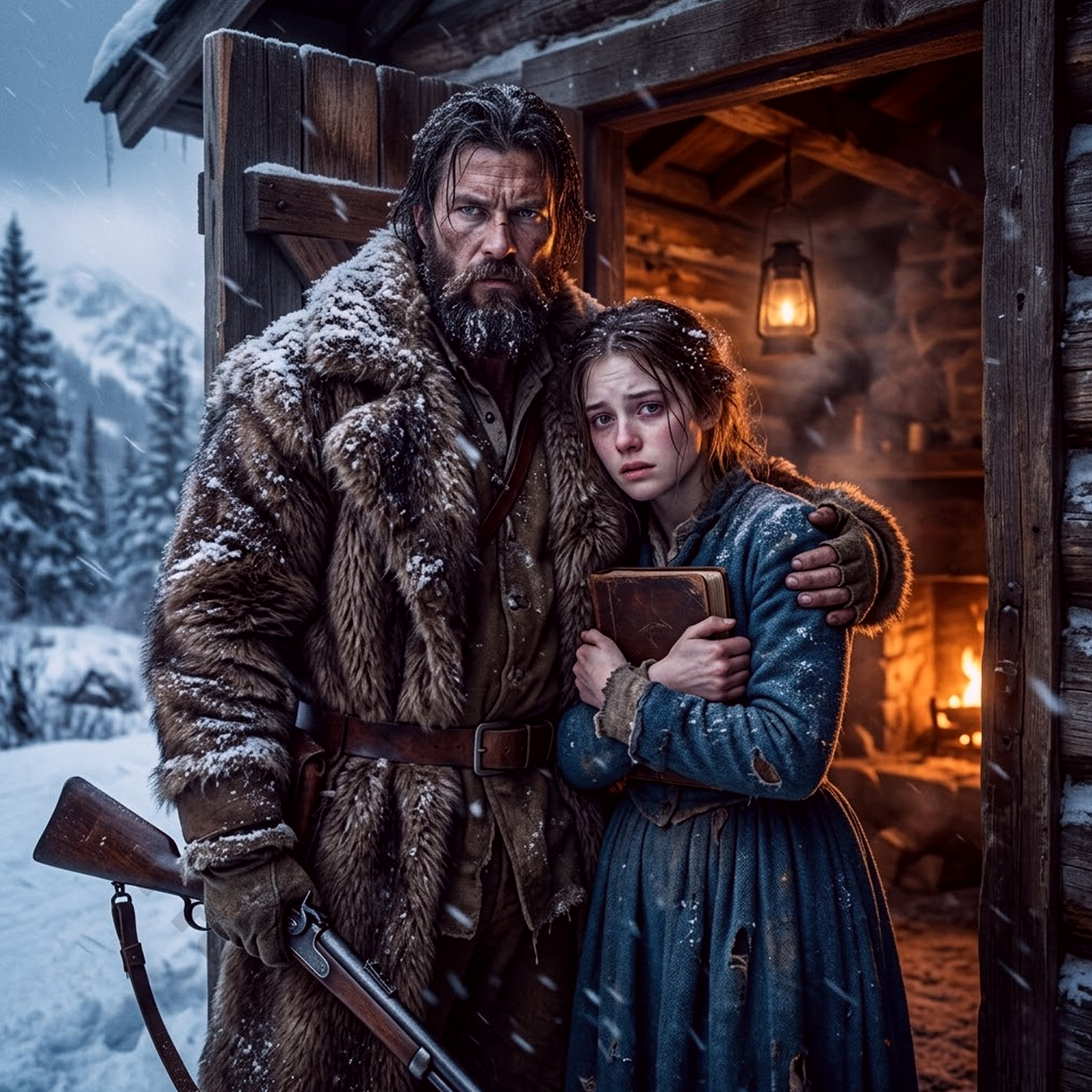 “Stay… Just stay,” the scarred mountain man said when he saw the trembling woman at his cabin door, carrying the eyes of someone who had been running for far too long. He thought he was saving her from the snowstorm, until the wanted poster in Durango revealed the secret that left them both with no way back.