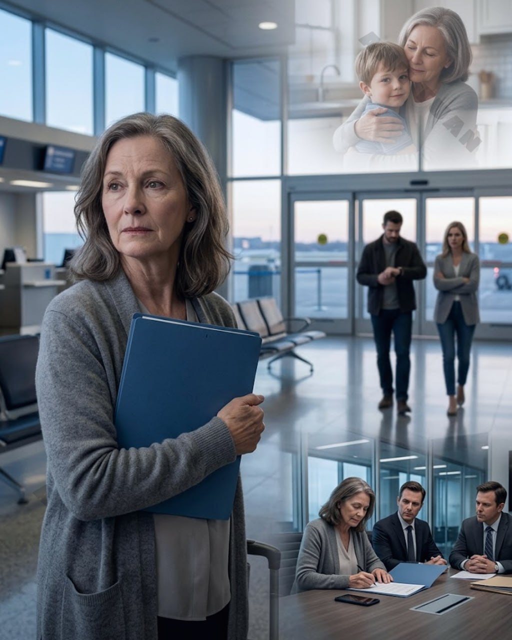 That morning, my son and daughter-in-law left me stranded in the middle of the airport without a single dollar. They thought I was just a troublesome old mother who would quietly swallow the humiliation. I didn’t call to beg, and I didn’t cry. I simply pulled my suitcase into the meeting room, where one signature from me was about to make them both understand the real cost of looking down on the person who raised them.