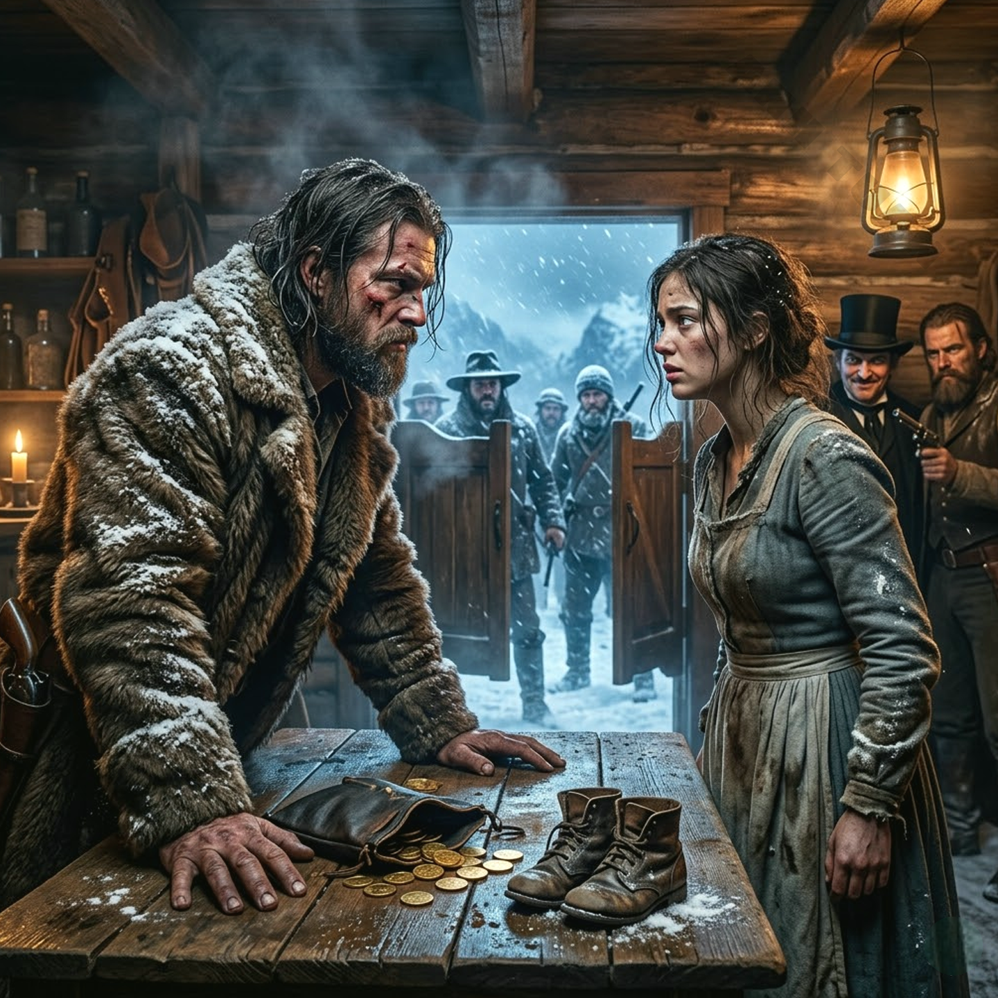 “I need a wife by tomorrow,” the mountain man said. But the debt-ridden barmaid didn’t ask about money. She asked about the tiny boots he had just bought.
