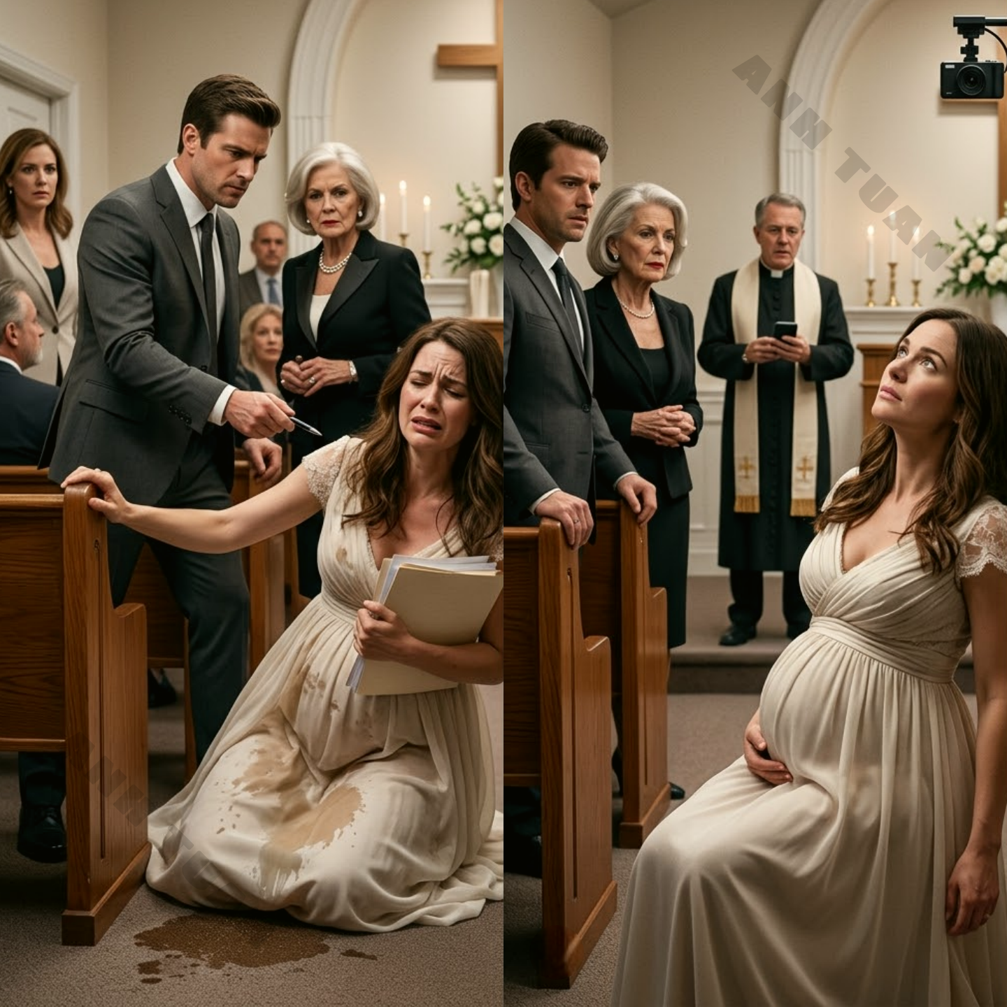 I went into labor right in the middle of the wedding and my in-laws called it an act. At 38 weeks pregnant I clung to a pew inside a Las Vegas chapel and was forced to hold annulment papers through the pain. I did not fight back. I only looked up at the camera above the altar where my lawyer and doctor were watching live.