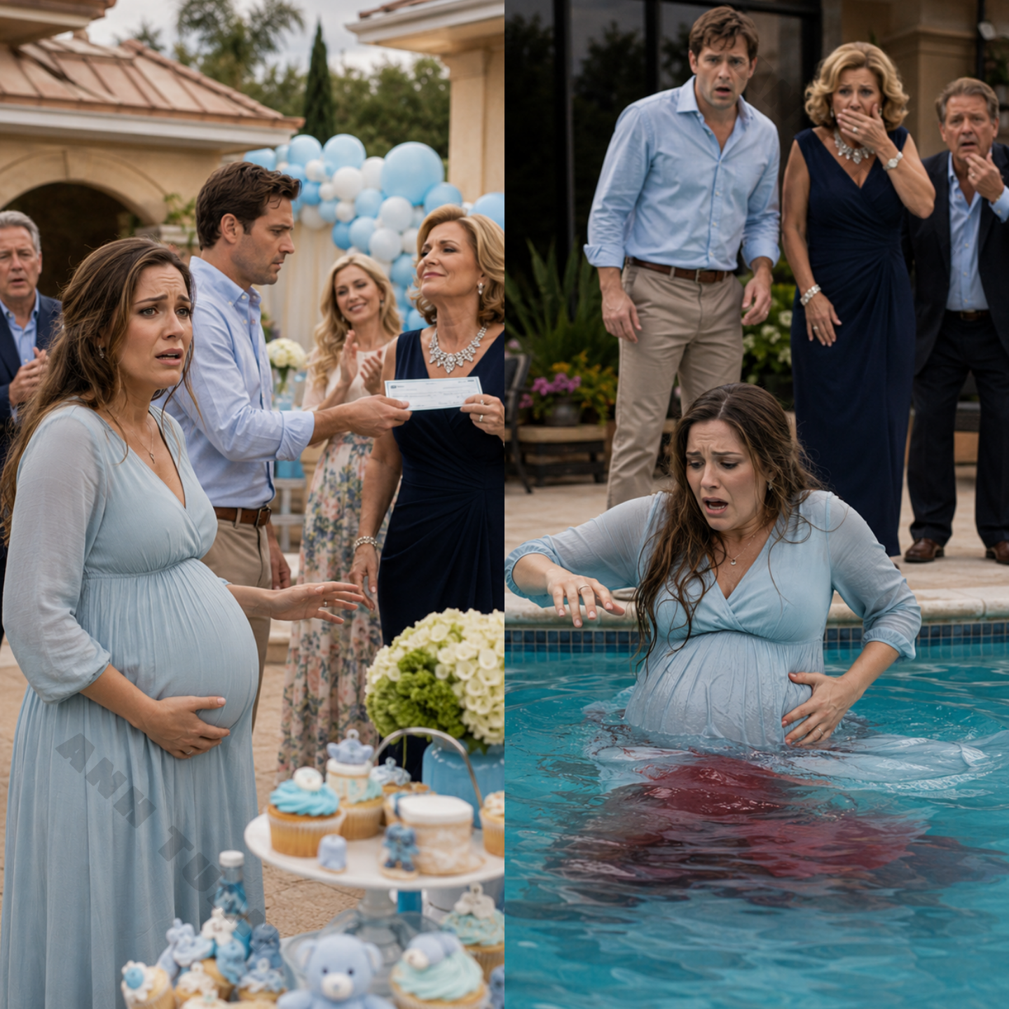 I fell into the pool at my own baby shower while I was eight months pregnant. Just minutes earlier, my husband had handed all $23,000 of our birth fund to his mother in front of everyone. They thought I was only overreacting, until I looked down at my belly and every laugh went silent.