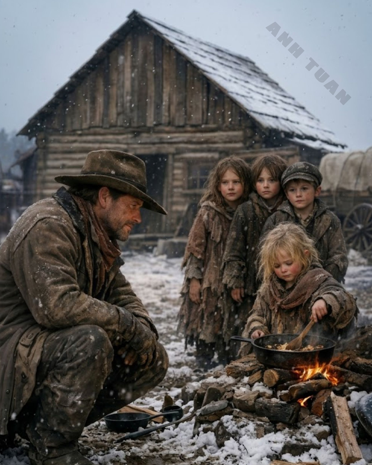 “I can cook,” the smallest girl whispered at the door of the cold house, as five starving children had nowhere left to go in the night rain. The woman thought she was looking at a few lost children, until the old bag in their hands revealed why no one in town dared to take them in.
