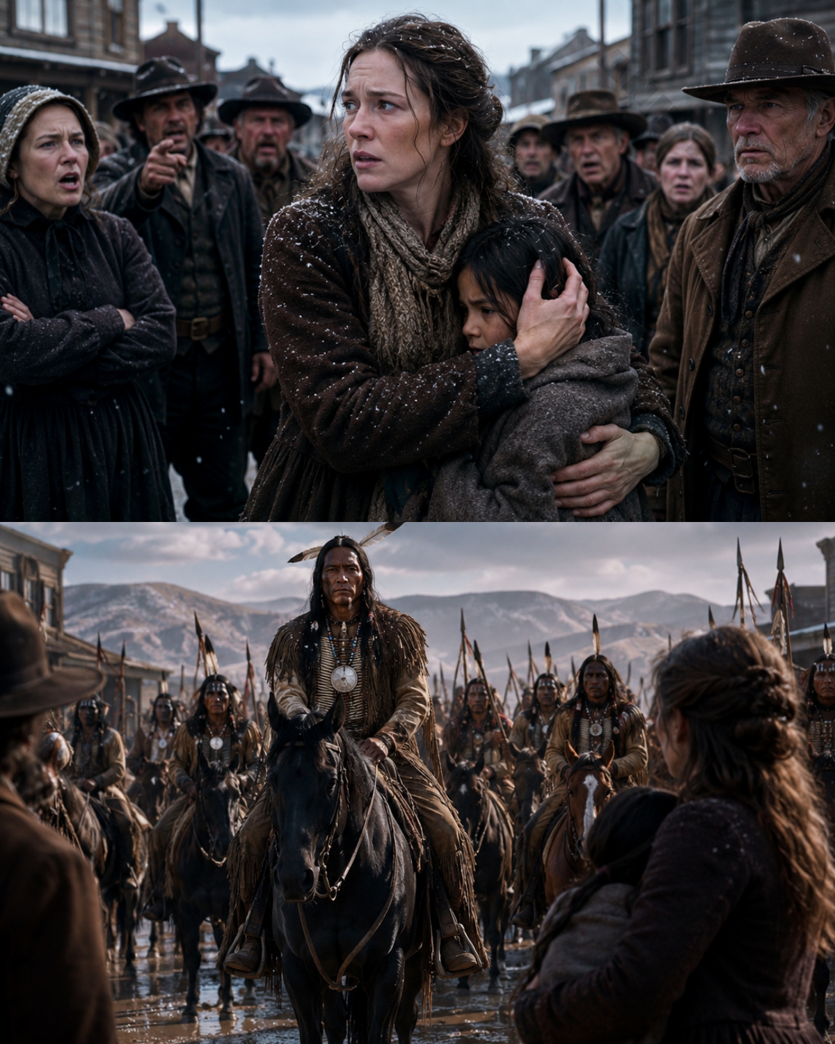The whole town called her a fool for saving a Comanche child from the cold at her doorstep. All she knew was that the child would not survive without warmth. But three days later, when the child’s father arrived with 100 warriors on horseback, the whole town finally understood that her kindness had called forth something they never dared to face.