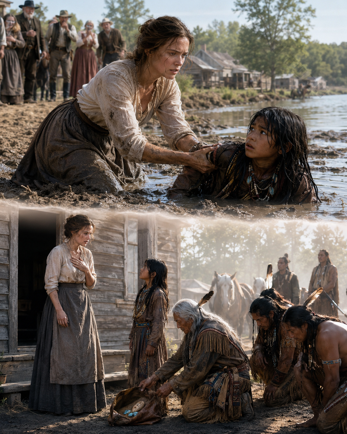 The whole town stood there watching the child trapped in the quicksand, but she was the only one brave enough to rush in and save him. She did not know the boy’s name, or whose child she had just rescued. Three days later, the boy’s entire tribe quietly rode back and knelt before her.