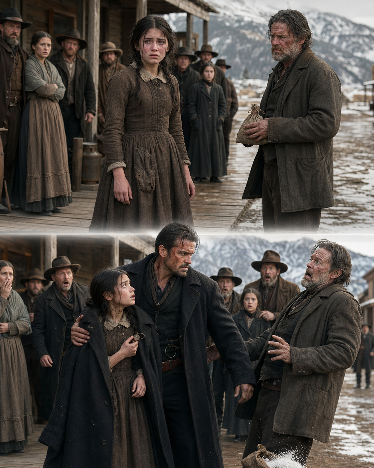 Her father traded her for a sack of salt in front of the whole town, as if she were no longer human. No one dared to look her in the eye, until the man everyone feared stepped forward, placed his coat over her shoulders, and called her by a name she had never heard in her entire life.