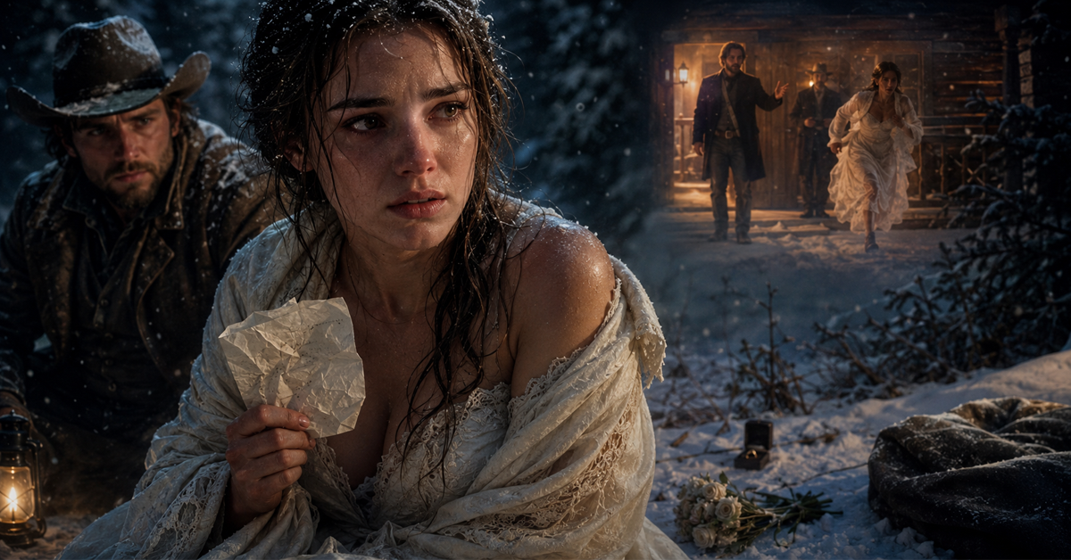 The wedding night wasn’t even over when the nineteen-year-old bride ran from the ranch in the middle of a snowstorm, without a coat, clutching a piece of paper in her hand. Her husband said she was panicking. But when the mountain man found her beneath the pine trees, he read the words that made the whole town understand why she could never go back.
